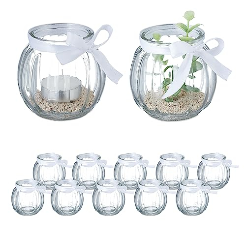 Relaxdays Windlicht, 12er Set, aus Glas