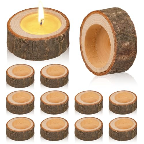 Tikplus 12 Stück Teelichthalter Holz
