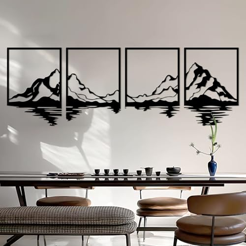 ESTART 4 Stück Metall Berg Wandkunst Dekor Set