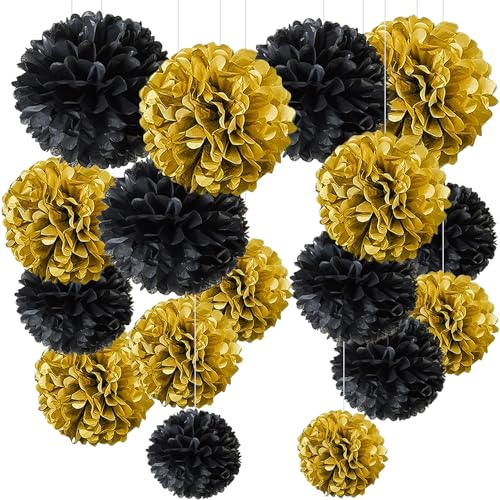 YBwanli Schwarzes Gold Pompons Deko