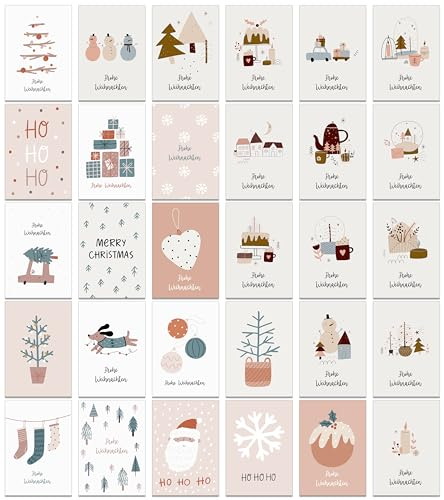 Weihnachtskarten mit Umschlag Set 30 Stück - Bear and Bee