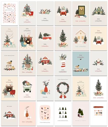 Bear and Bee Weihnachtskarten mit Umschlag Set - Boho
