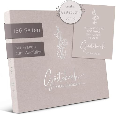 Love Notes® Gästebuch Hochzeit mit Fragen zum Ausfüllen