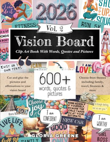 Vision Board Clip Art Book With Words, Quotes & Pictures Vol 2