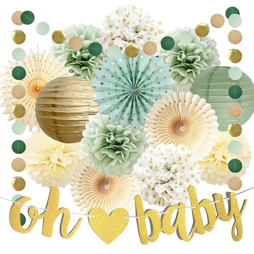 Salbeigrüne Baby Shower Deko