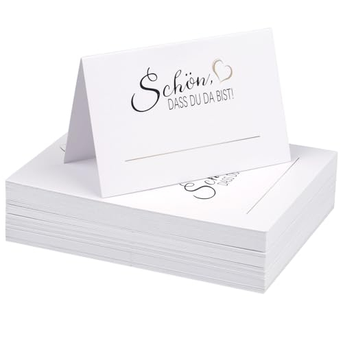 60 Stück Tischkarten, Tischkarten Hochzeit Schön dass du da bist