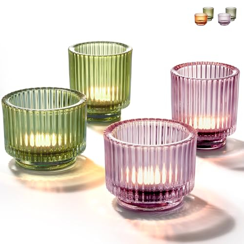 Praknu Teelichthalter Windlicht aus dickem Glas