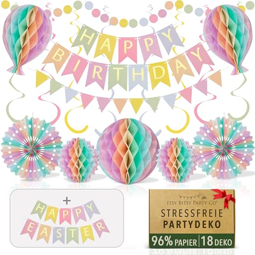 Premium Wiederverwendbare Geburtstagsdeko - Pastell Party Deko