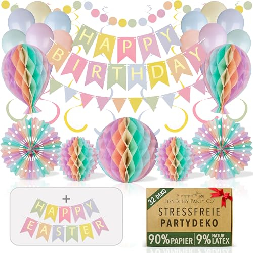 Premium Wiederverwendbare Geburtstagsdeko - Pastell Party Deko