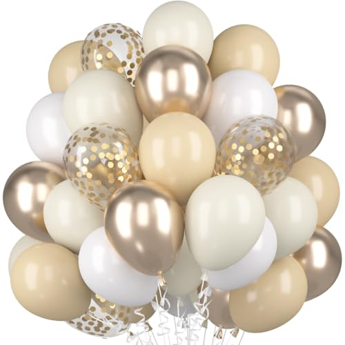 Luftballons Beige Sandweißer, 60 Stück Champagner Gold Mattes Weiß