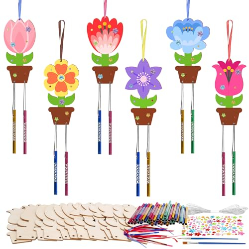 WEDNOK 9 Stück Blumen Windspiel Bastelset