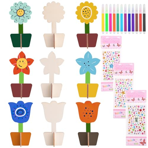 Svalor 9 Stück Blumen Holzbastelsets