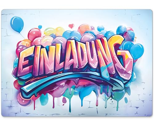 beriluDesign 12 Einladungskarten Kindergeburtstag Graffiti