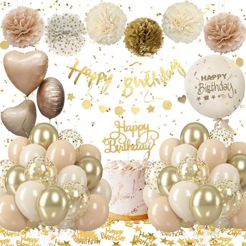 Geburtstagsdeko Frau, Deko Geburtstag Gold Beige