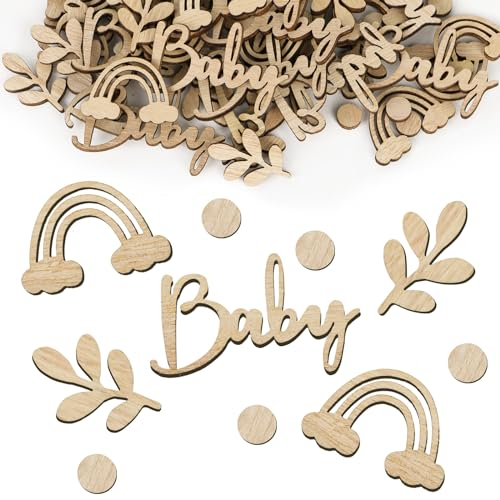 BETESSIN Babyparty Deko - 80 Stück Holz Konfetti