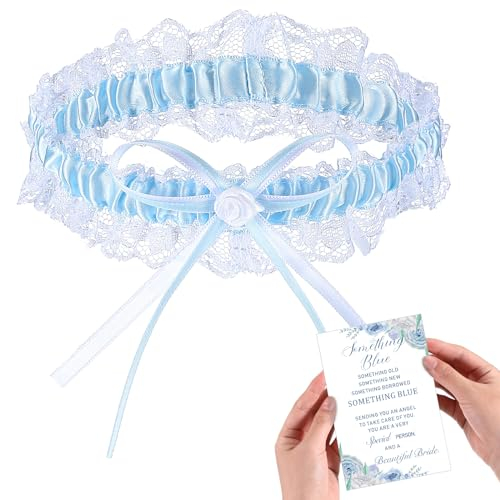 SATINIOR Blau Weiß Strumpfband für Hochzeit