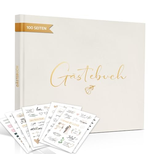 Gästebuch Hochzeit, Sticker Hochzeit Gästebuch, 100 Seiten Hochzeitsgästebuch