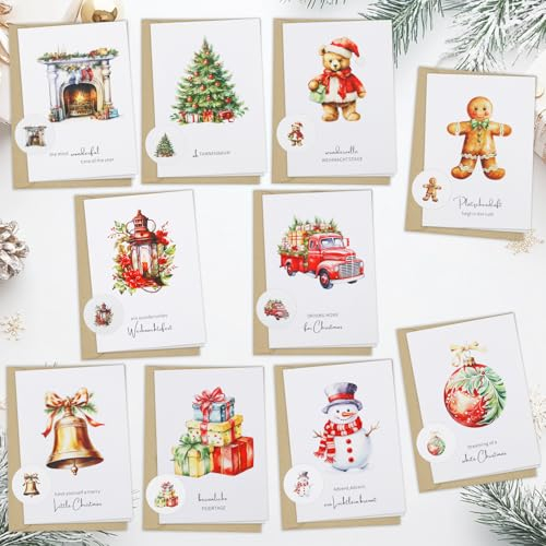 WenmthG Weihnachtskarten mit Umschlag Set 10 Stück
