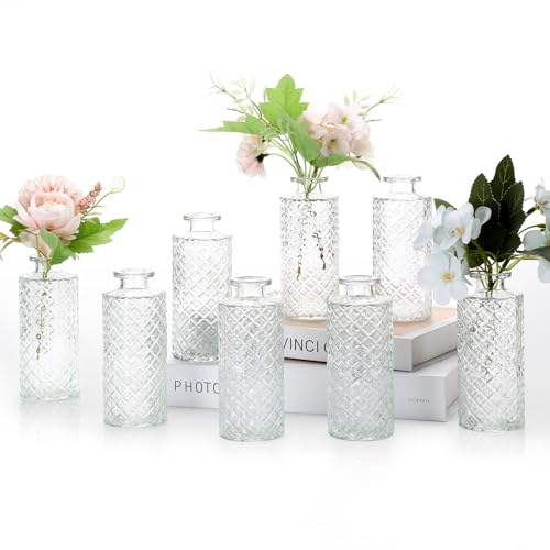 Mozvvco Set von 8 kleinen Glasvasen