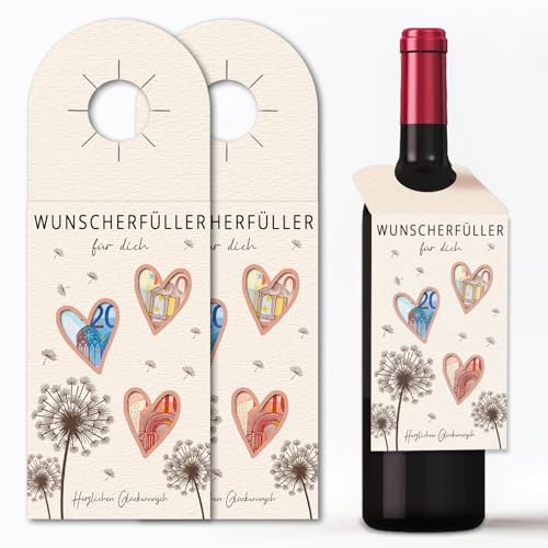 Wunscherfüller Geldgeschenk Flaschenetiketten