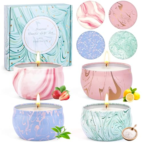 Größeres Duftkerzen Geschenkset für Frauen, 4 Packs Aromatherapie