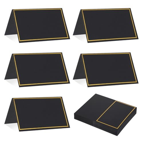 50 Stück Tischkarten mit Goldfolienrand