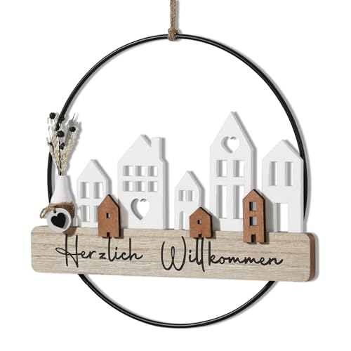 QILICZ Trockenblumenkranz - Türkranz Herzlich Willkommen