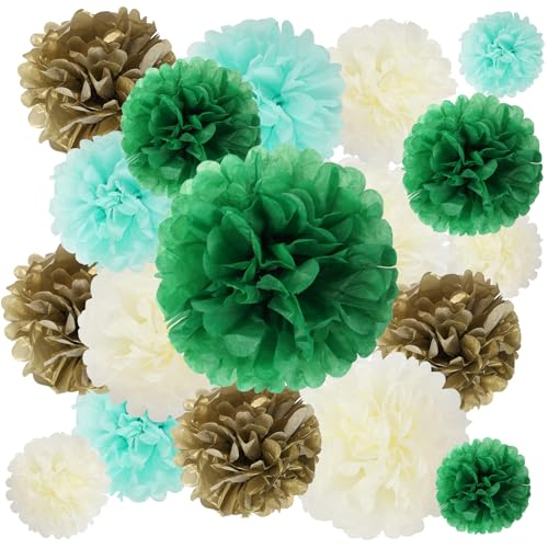 BestoFun 16 Stück Grün Seidenpapier Pompoms