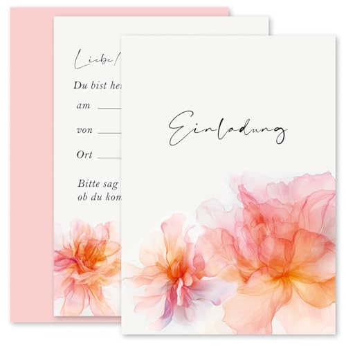 E&G Klasse 10x Einladungskarten mit Blumen Aquarell