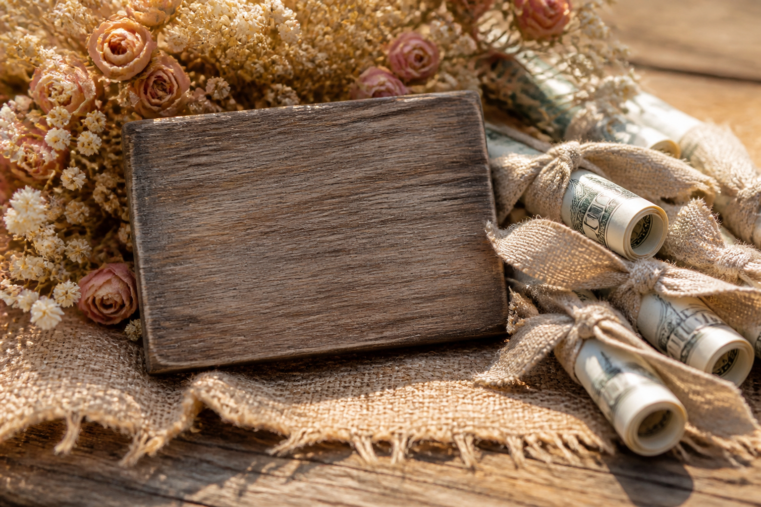 Personalisiertes Holzschild als Geldgeschenk zur Hochzeit