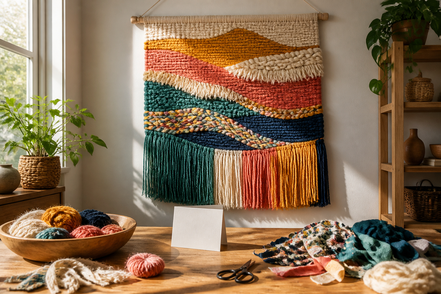 Nachhaltige Webideen mit Wollresten und handgemachtem Wandbehang