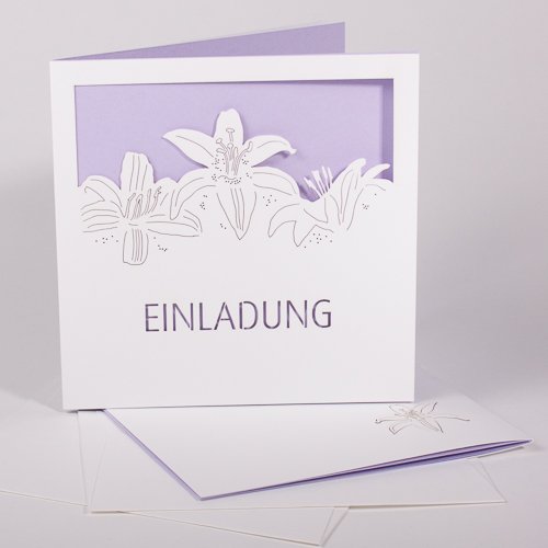 Einladungskarte "Lilie" mit Einleger und Kuvert