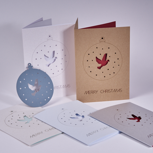Weihnachtskarte "Taube am Sternenhimmel"