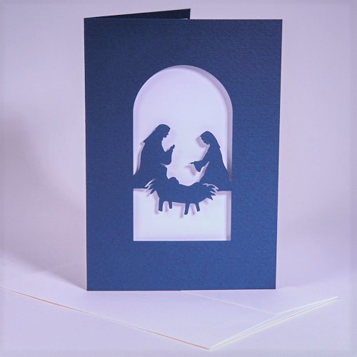 Weihnachtskarte "Krippe" mit Einleger und Kuvert