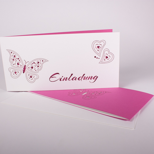 Einladungskarte "Schmetterling" mit Einleger und Kuvert
