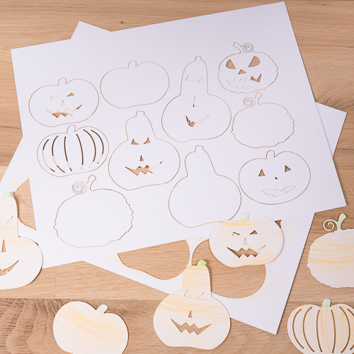 Bastelbogen "Spooky Pumpkins" zum Malen & Gestalten