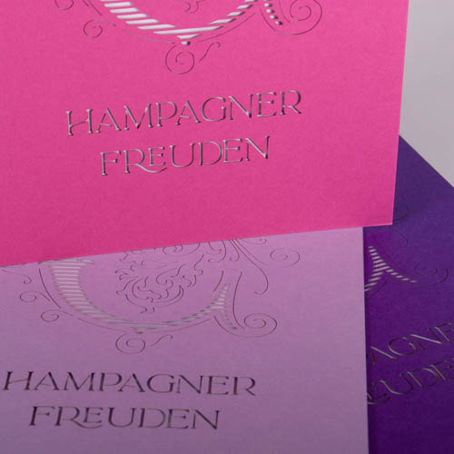 Karte "Champagner Freuden" mit Einleger und Kuvert