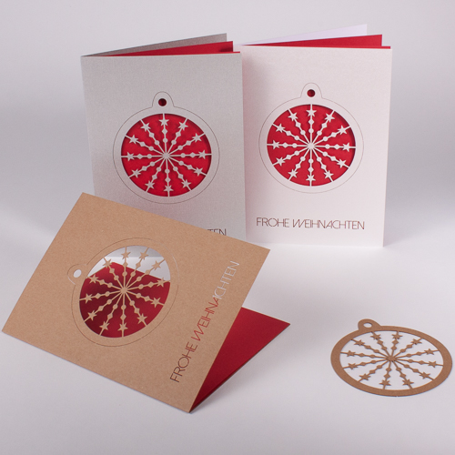 Weihnachtskugel "Sternenrad" mit Einleger und Kuvert