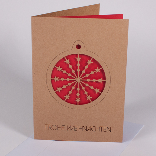 Weihnachtskugel "Sternenrad" mit Einleger und Kuvert